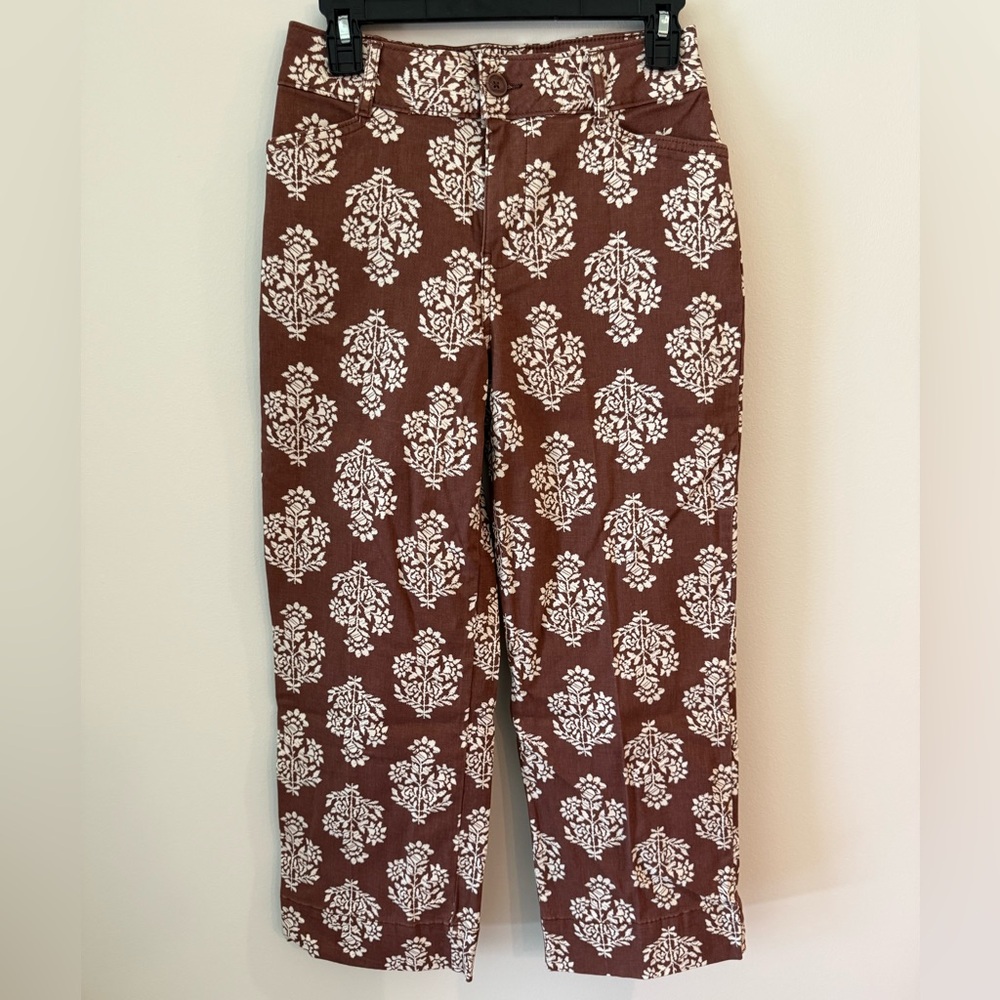 bagatelle Brown and Cream Floral Print Pants